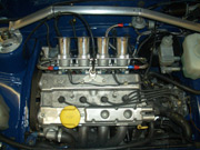 Engine built up with inlet manifold fitted